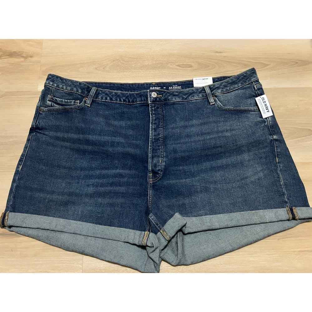 Old Navy Womens Shorts Blue Jean Denim Roll Cuff High Rise Stretch Plus Size 28